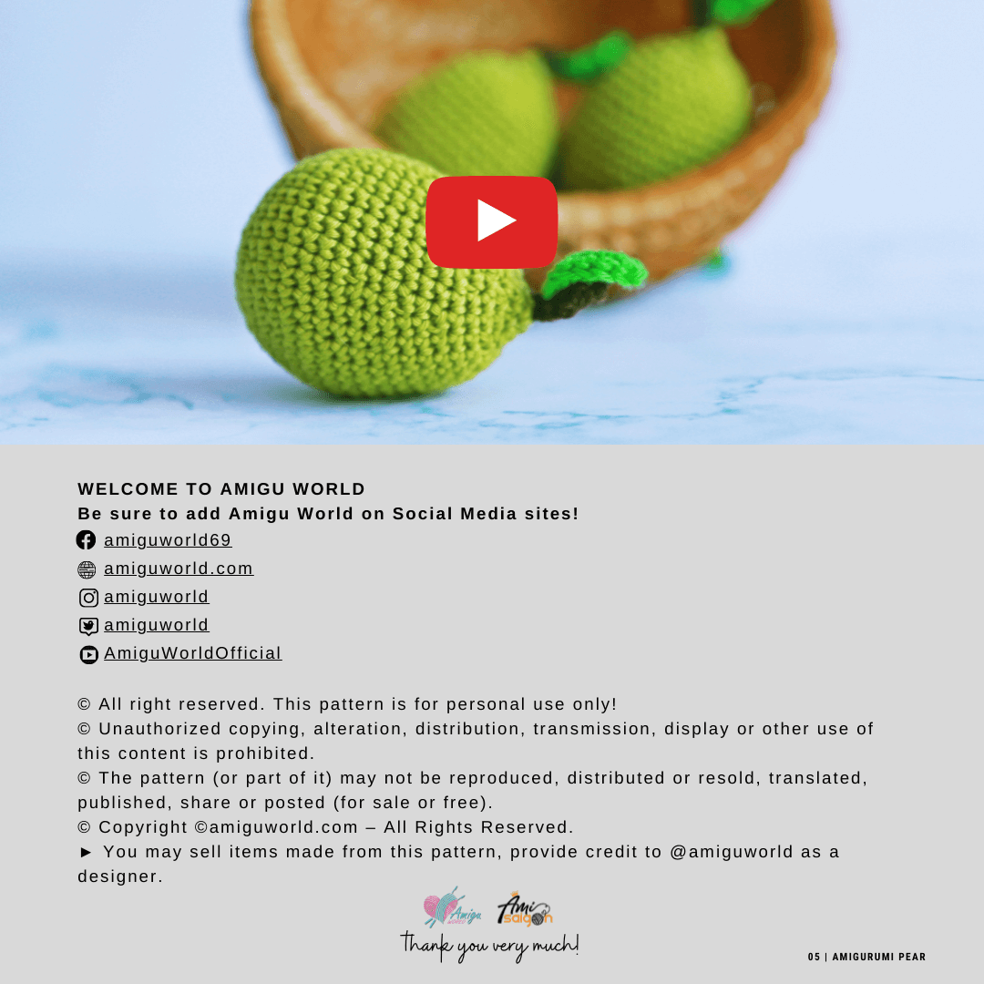 Pear Fruit Amigurumi Free crochet pattern by Amiguworld (1)