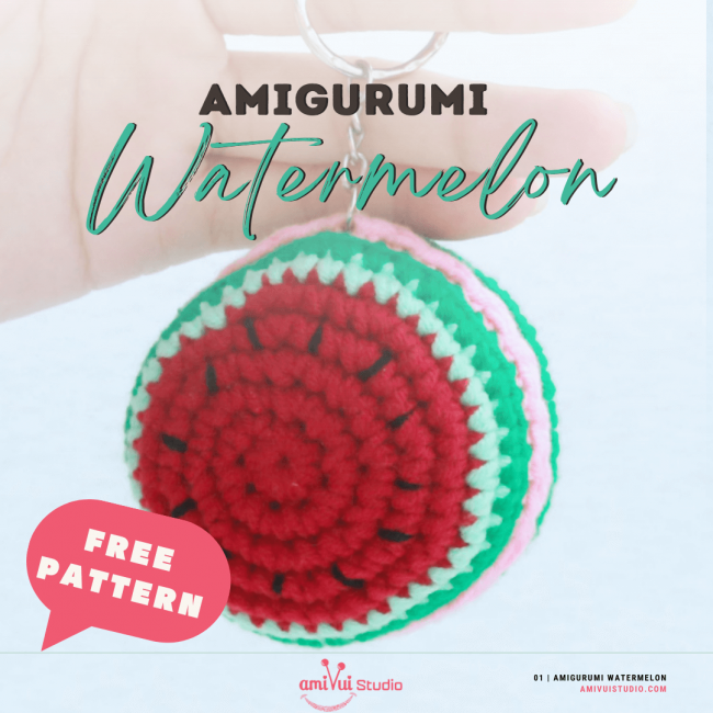 ami03KEYFREE_Watermelon Keychain amigurumi by amivuistudio-5 pages